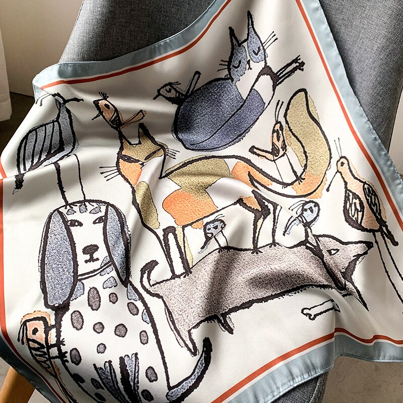 Luksus tørkle silke hårskjerf til kvinner skrive ut bandana hode sateng skjerf 53*53cm små pannebånd hals skjerf til damer: 10