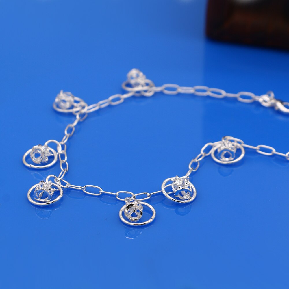 leg bracelet brand sterling silver anklet jewelry for women girl ;Full Crown Anklet female foot jewelry