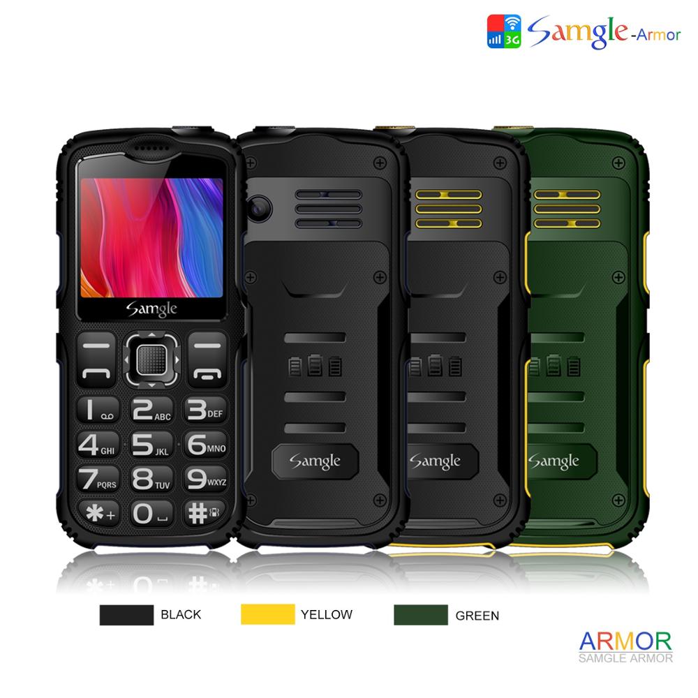 Téléphone portable robuste samgle  s3 armor wcdma 3g, écran incurvé 2.0 pouces, lampe torche 1900 mah, grande voix, ordinateur de bureau gratuit , 3.5mm prises, double sim, gsm