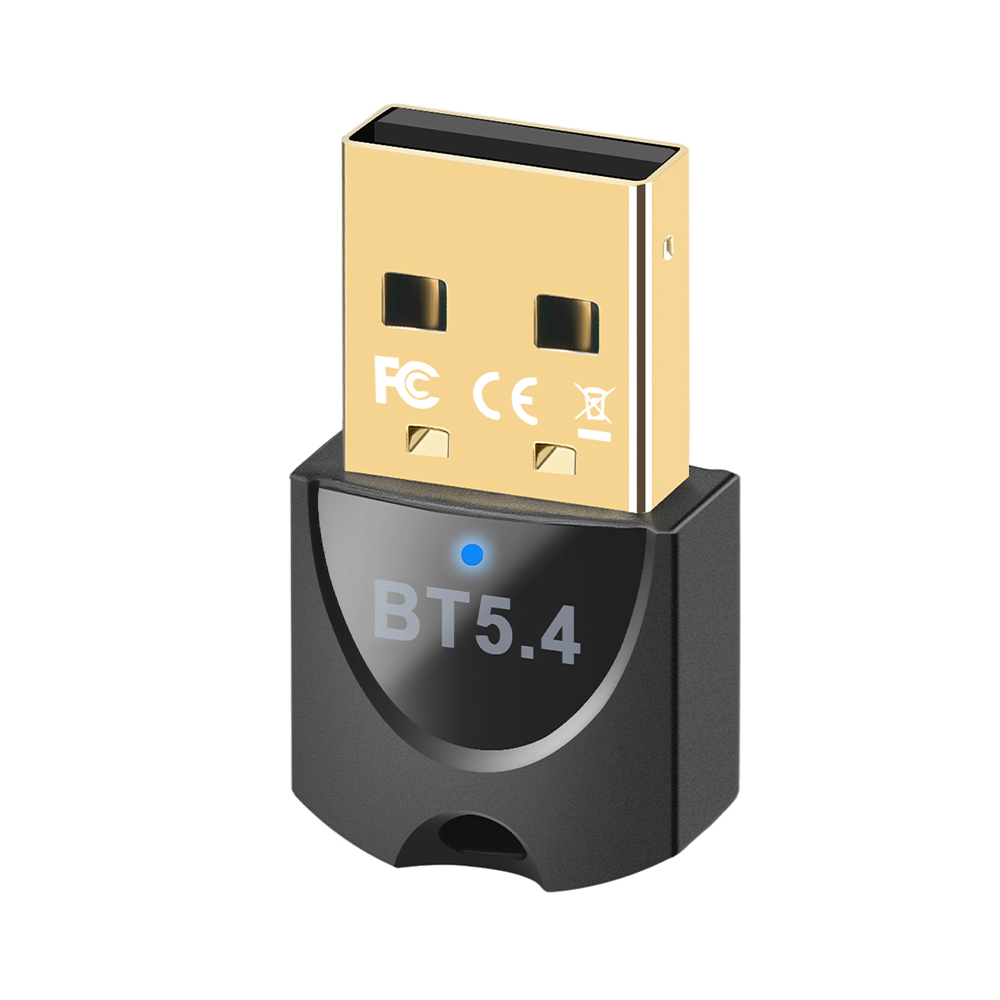 Bluetooth-adapter voor pc-laptop Bluetooth 5.4 USB-dongle-ontvanger voor draadloze muis Toetsenbord Luidspreker Muziek Audiozender: Black