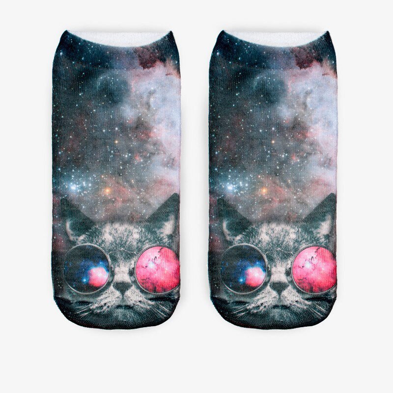 Calcetines con estampado 3D de para Mujer, calcetín tobillero de corte bajo, medias informales con estampado 3D de gato, zapatos de lona,: 20