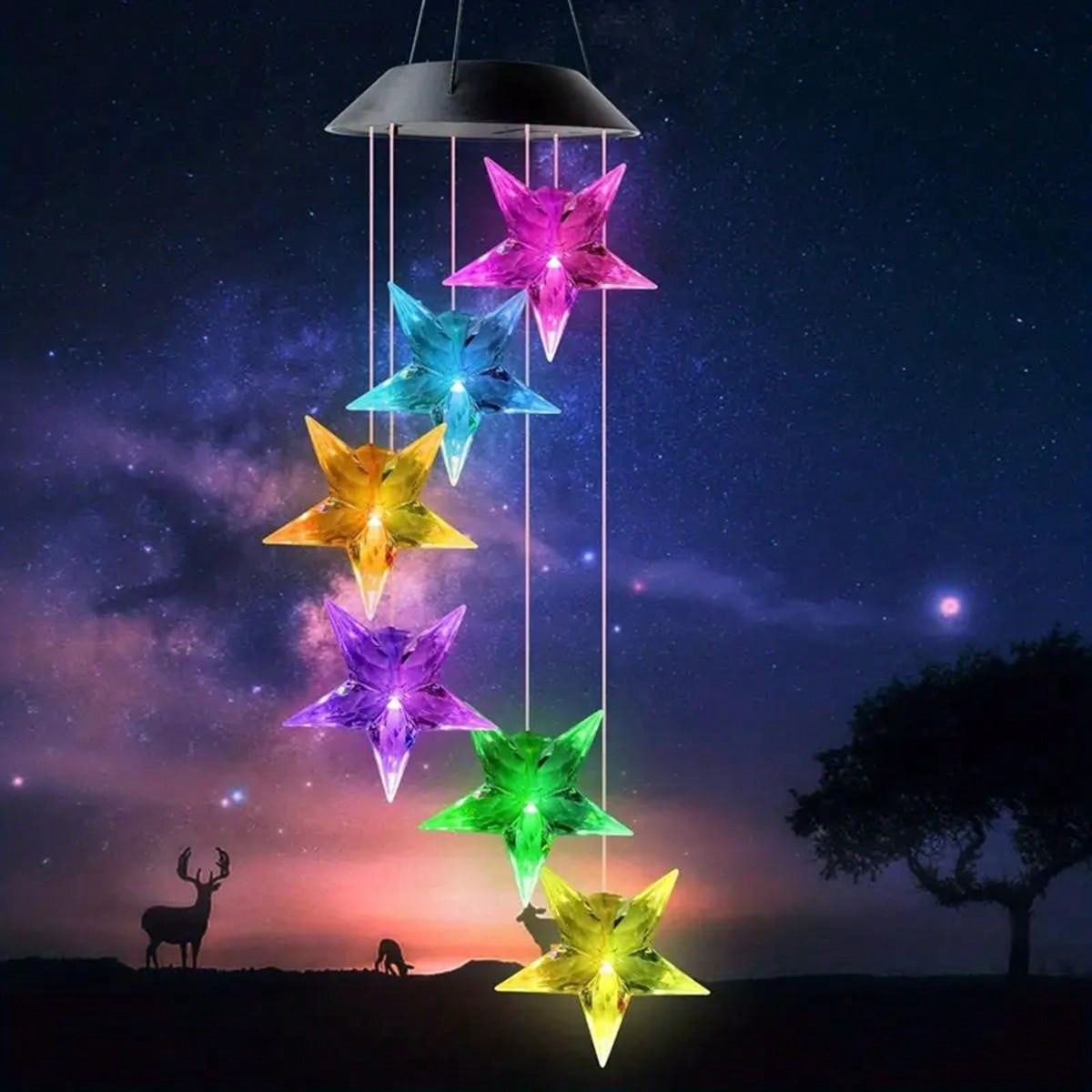 Campanas de viento que cambian de Color Solar, 6 LED RGB, cambios automáticamente de Color para el hogar, jardín, exterior, balcón, decoración, 1 Uds.: Rojo