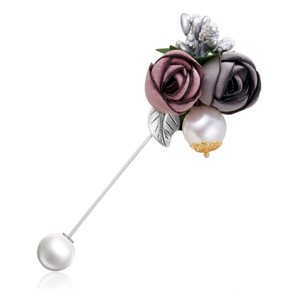 1 stycke dam tyg konst pärla tyg blomma brosch nål kofta skjorta sjal nål kappa badge smycken tillbehör: I