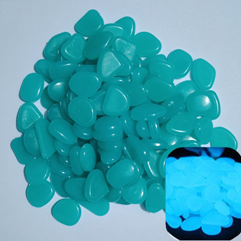 Piedras fluorescentes para pecera de jardín, accesorios de decoración de piedra luminosa para acuario, piedras brillantes en la oscuridad, , 10 Uds.: 10PCS Light Blue