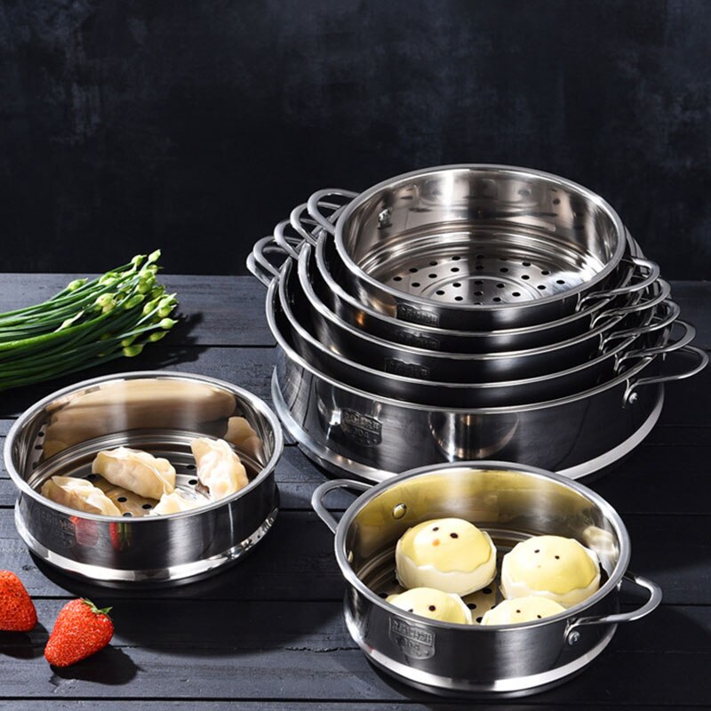 304 Stainless Steel with Double Ear Drain Basket Rice Cooker Food Steaming Grid TrayPot Dumplings Steamer Kitchen Cooking Tools