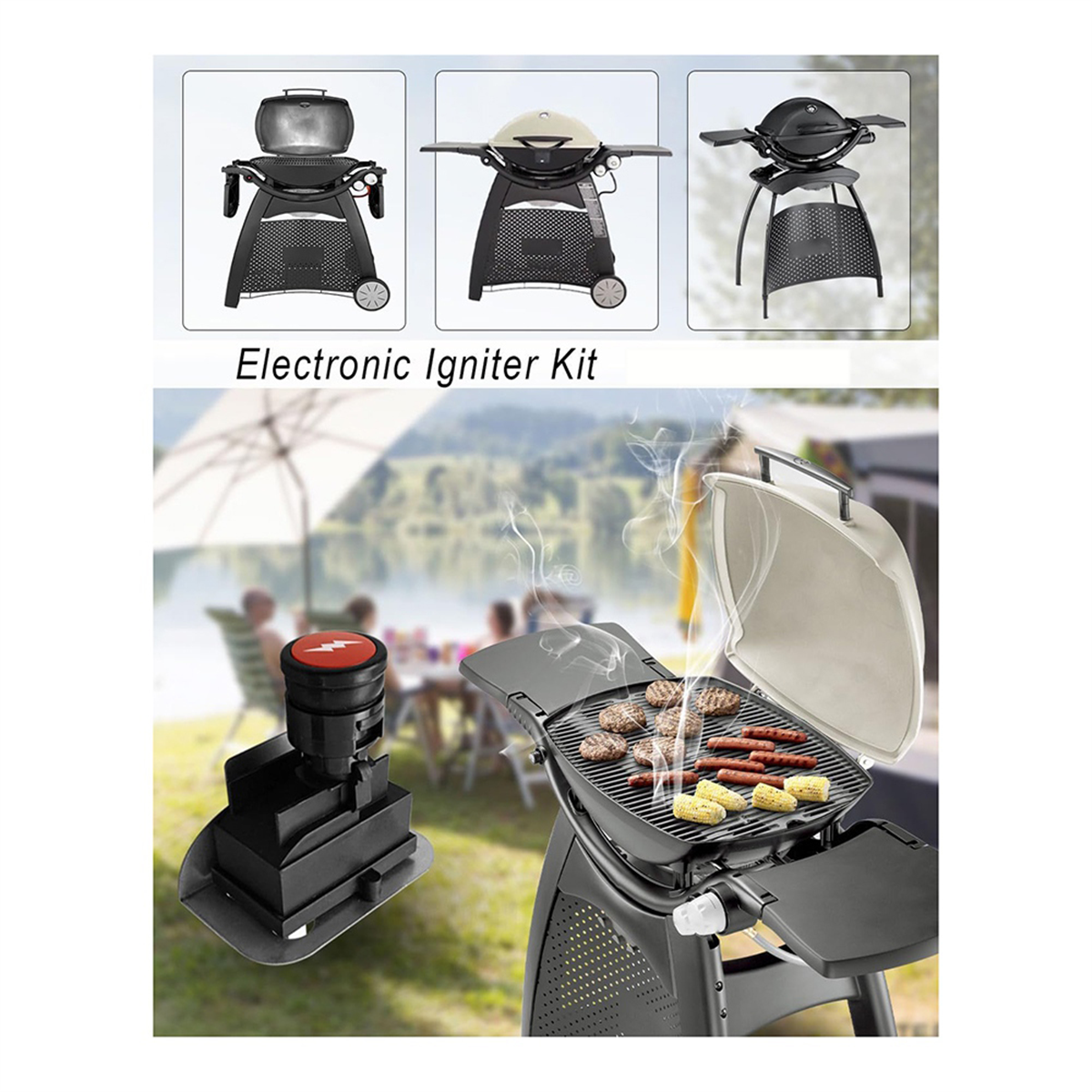 63788 Igniter Kit for Weber Q320 & Q3200 Series Gas Grills 80452 60092 Push Button Ignition,Grill Igniter Kits