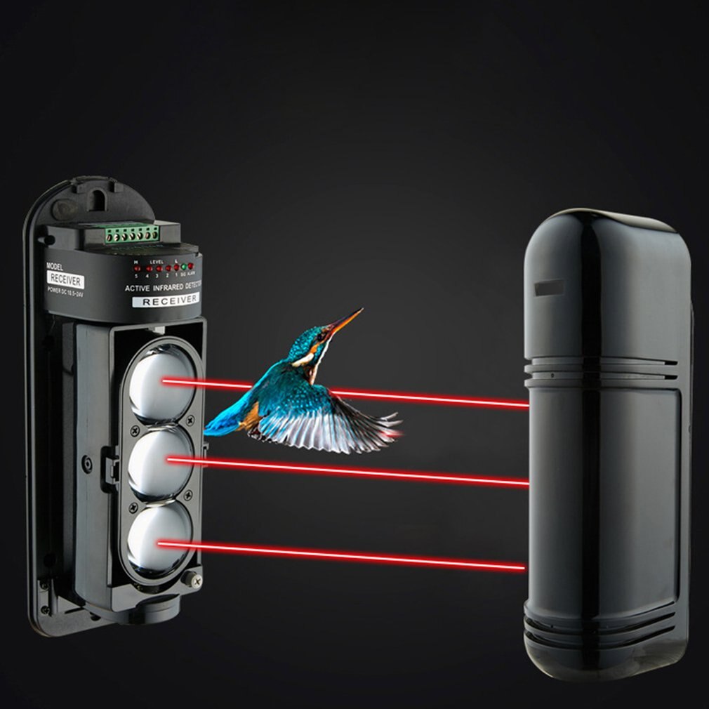 Home Security Double Beam Infrared Detectors Outdoor Waterproof Infrared Sensor Burglar Alarm Anti-theft Motion Detector