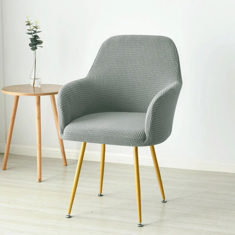 Funda para silla curvada nórdica, fundas para sillón con acento alto inclinado de LICRA Jacquard, fundas para sofá de maquillaje para comedor, cafetería y Bar: Gris claro