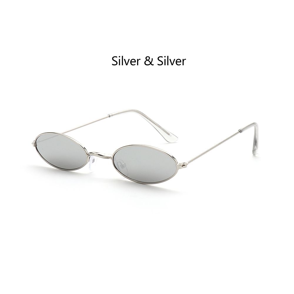 Gafas de sol ovaladas con montura pequeña para hombre y mujer, lentes clásicas de estilo Retro, de Color metálico, a la: Gris