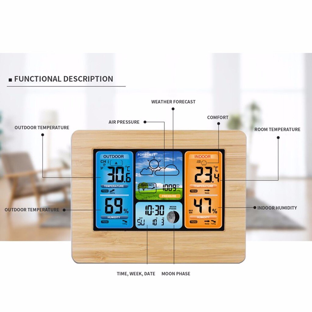 4# Weather Forecast Lcd Display Alarm Clock Wireless Weather Station Temperature Humidity Sensor Lcd Weather Forecast