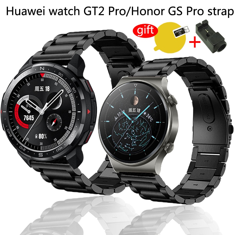 Rvs Polsband Voor Huawei Horloge Gt2 Pro Smart Horloge Strap Bands Voor Honor Horloge Gs Pro Band Riem Scherm protector
