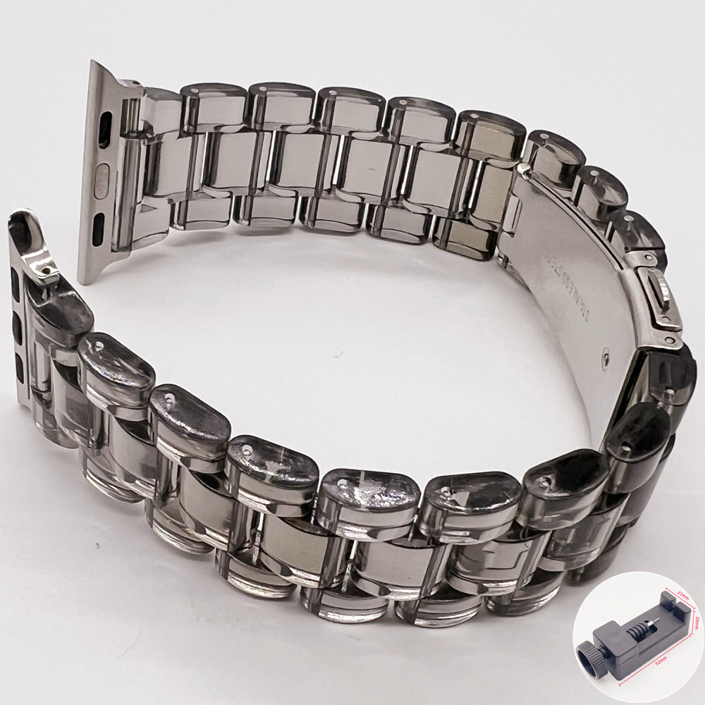 Resin urrem til apple watch series 10 9 8 7 6 rem 41mm 49mm klar rem stål iwatch  se 44mm 40mm 45mm 46mm 42mm ultra 2: Rød sort / 12mm