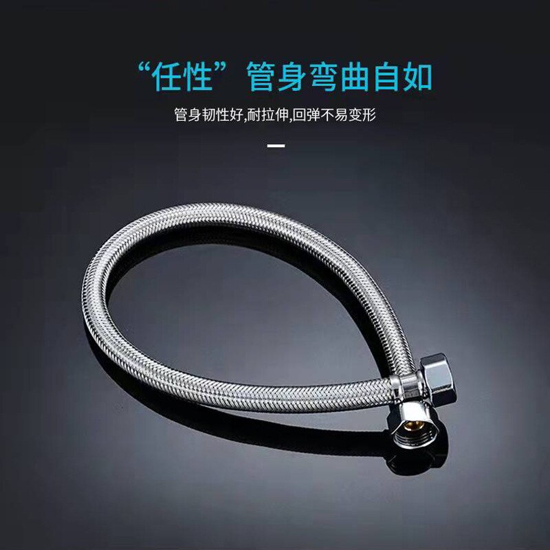 304 Stainless Steel Braided Hose Faucet Toilet Water Heater Cold High Pressure Metal Water Inlet Pipe Bathroom Accessories