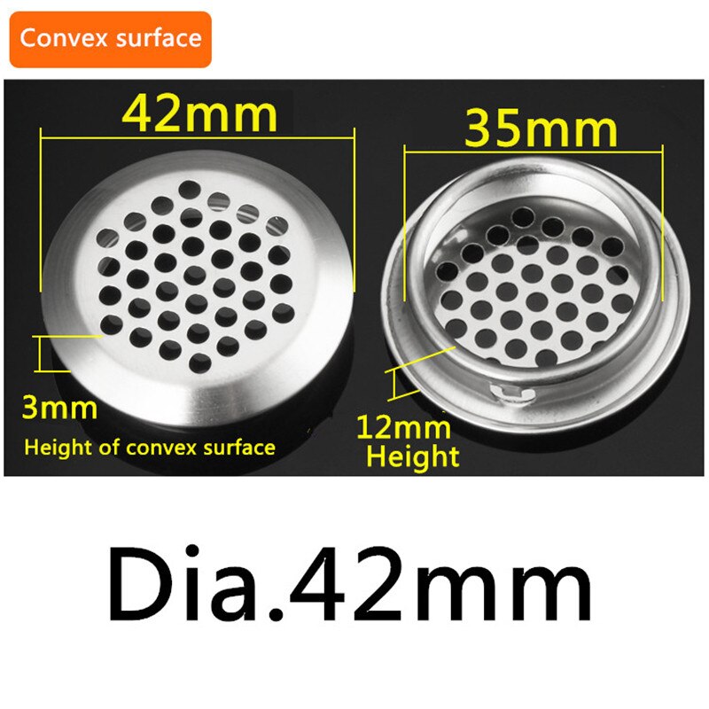10pcs/lot Wardrobe Cabinet Mesh Hole Air Vent Louver Ventilation Cover Stainless Steel Cutting hole Dia.19mm/25mm/29mm/35mm/53mm: Convex 35mm
