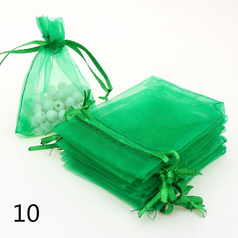 7x9CM Sheer Organza Bags Drawable Jewelry Pouch Packaging Bag Candy Bag for Wedding Prom Party Decor 50pcs/set