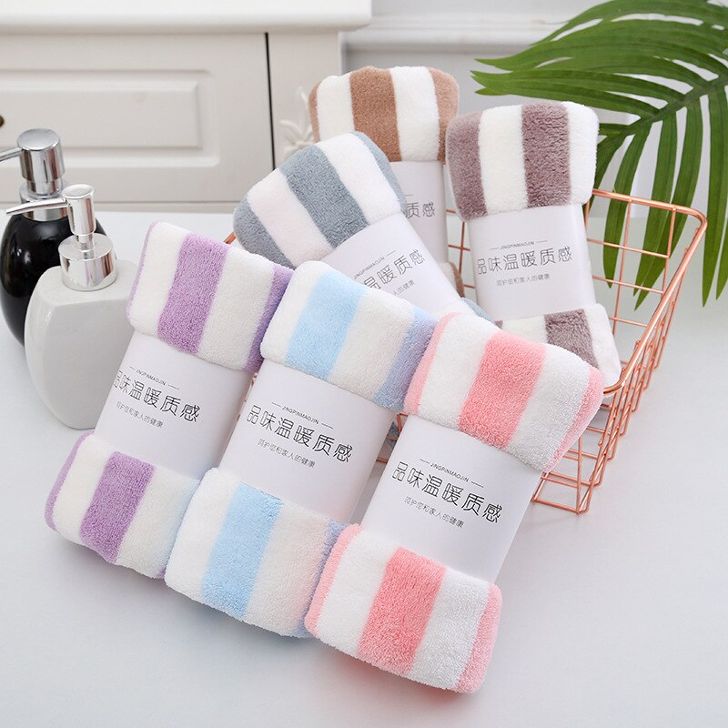 Microfiber Saliva Wide Stripes Towel Thicken For Face Hand Sport Handkerchief Children Adult Women Girl Boy