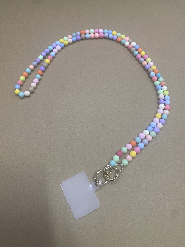 Universal Glitter Phone Lanyard Long Crossbody Necklace Chain Pearl Straps Keychain Anti-lost Sling with Patch for Phone Case