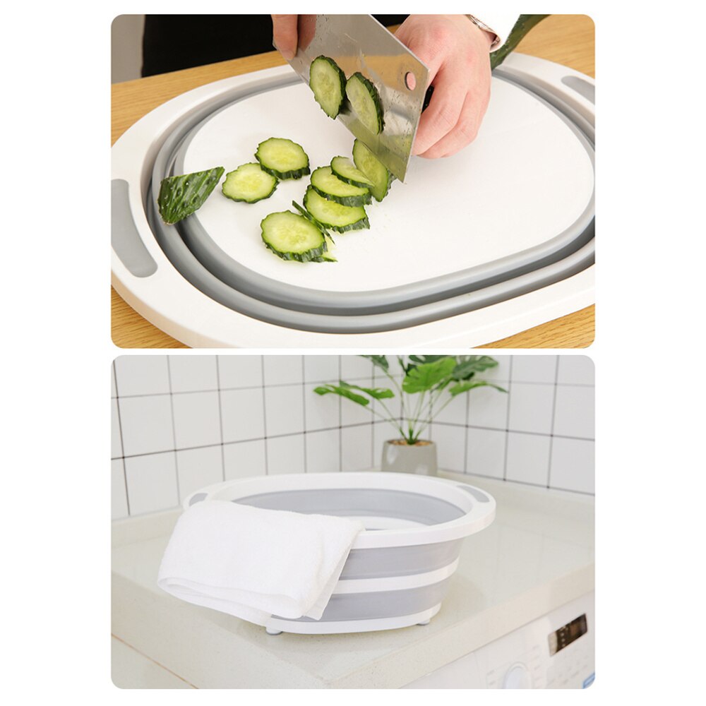 Household Multifunctional Foldable Chopping Board Folding Food Cutting Board Fruit Drain Basket