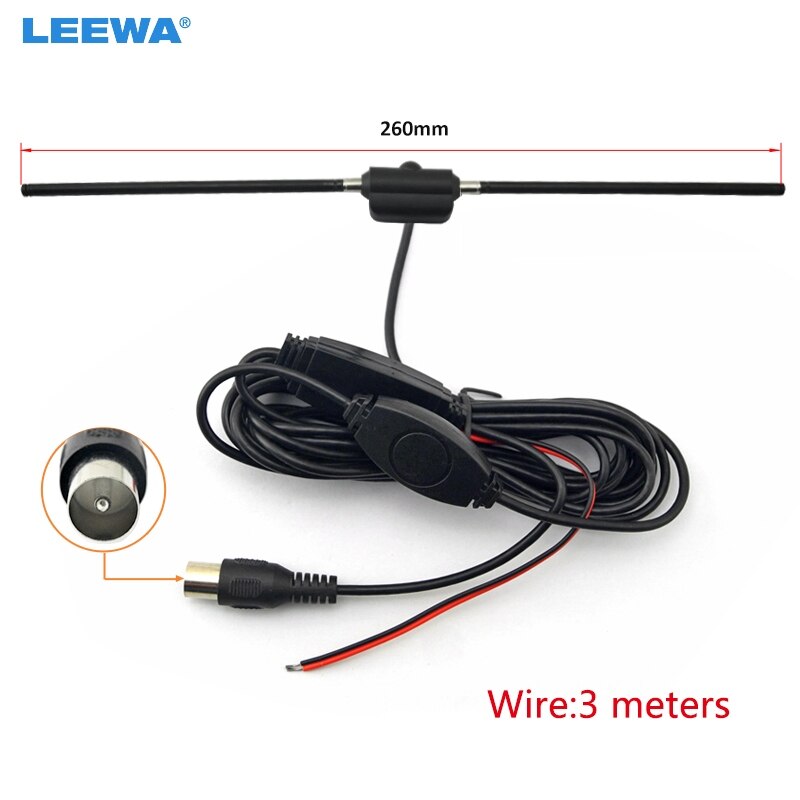 Leewa 1pc bil iec stik aktiv antenne med indbygget forstærker til digital tv bil antenne  #ca911