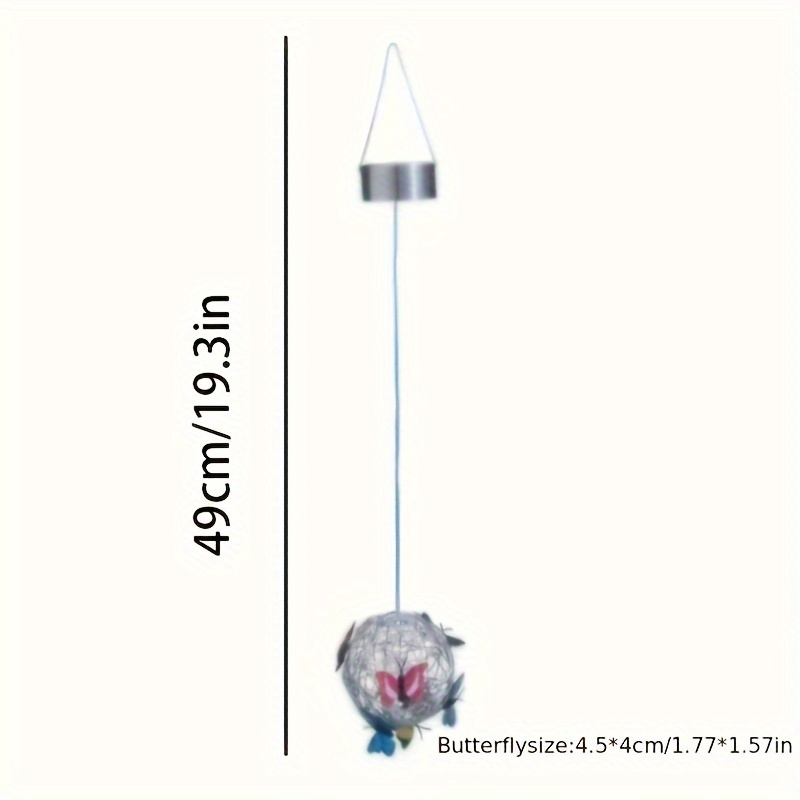 Vlinderballantaarn op zonne-energie, hangend LED-licht voor buiten, opladen op zonne-energie van kunststof, decoratief tuinlicht