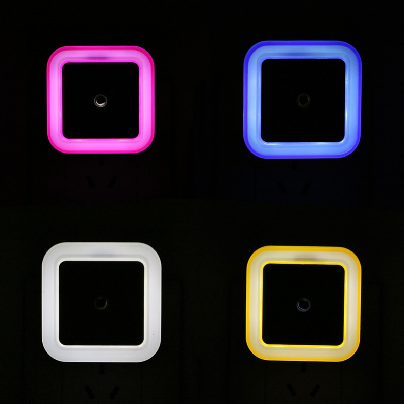 4 Pcs Light Sensor Controle Nachtverlichting Mini EU US Plug Vierkante Slaapkamer lamp Voor Baby Romantische Kleurrijke LED lichten