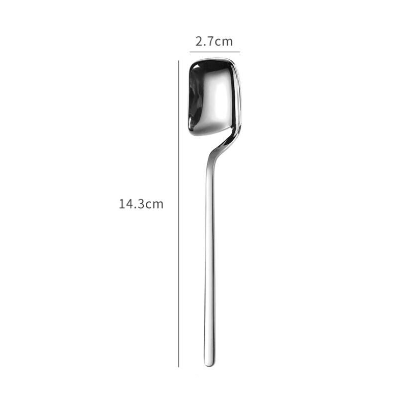 stainless stirring Small spoon hanging cup spoon dessert fruit fork coffe spoon cute stainless steel forks coffee accessories: Silver Spoon