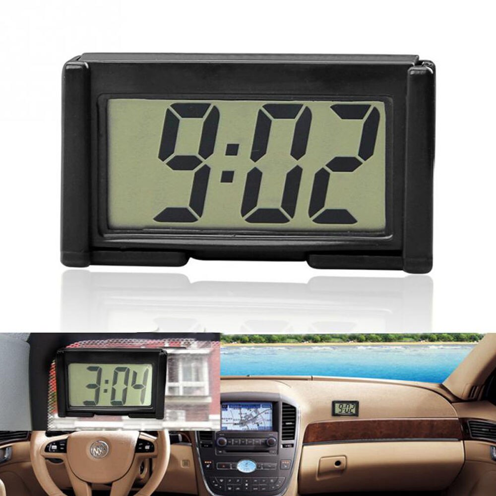 Small Self-Adhesive Car Desk Clock Electronic Watch Gauges Digital LCD Screen