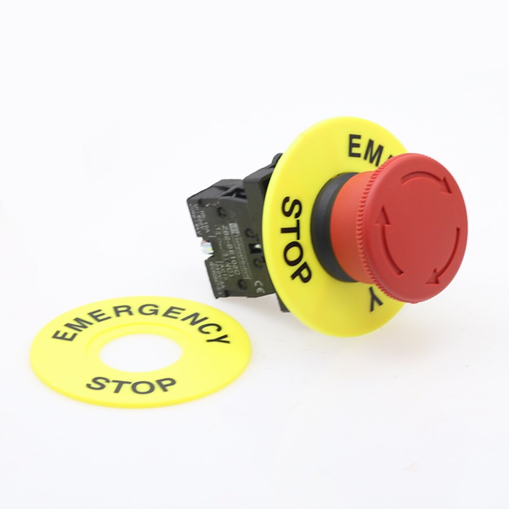 22mm red mushroom head emergency stop button switch XB2 LAY37 NO/NC alarm button switch: XB2-542
