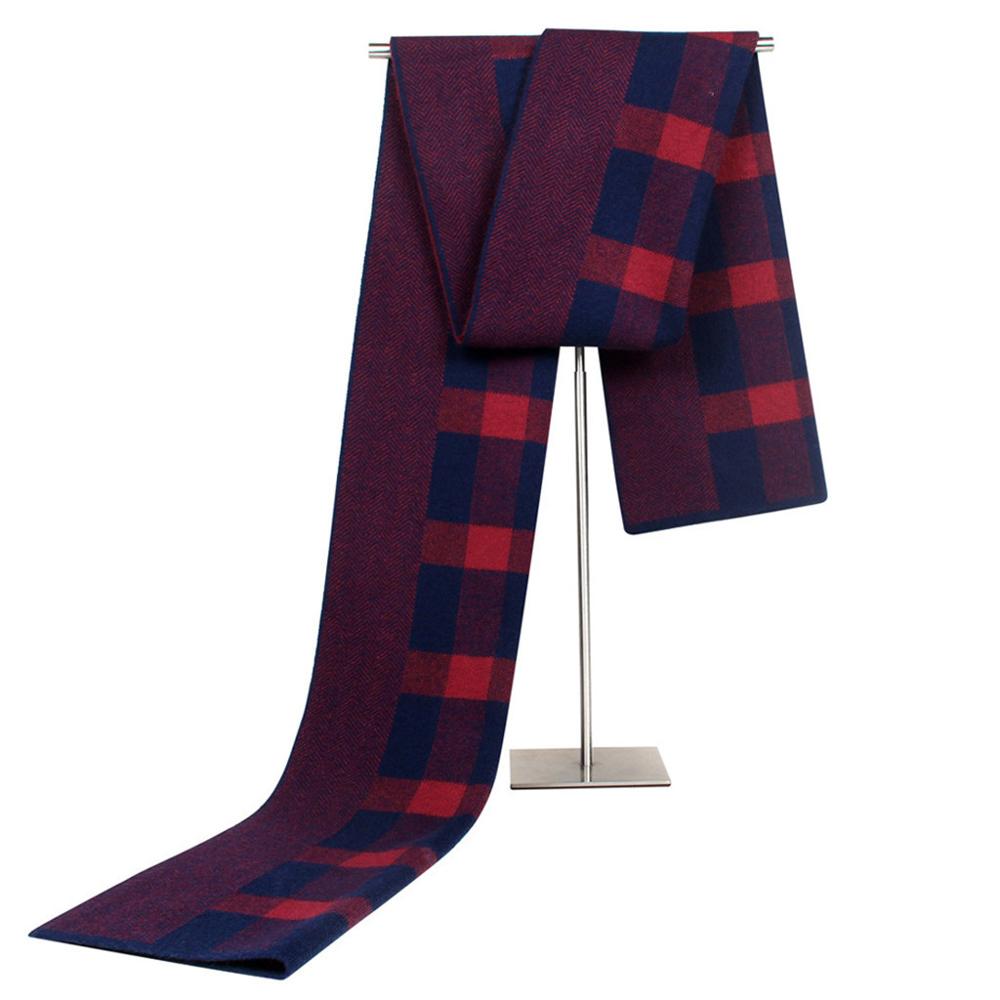 Bufanda de cuello para hombre, bufanda de otoño e invierno, bufanda de punto, bufanda de punto para padre de mediana edad, bufanda a cuadros, платок е# #2S19: Borgoña