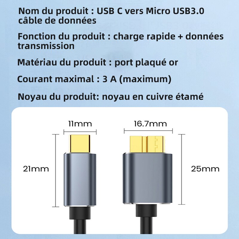 Micro B Usb C 3.0 Kabel Type-C Naar Usb 3.0 Micro B Connector Kabel Gbps Externe Harde Schijf disk Kabel Voor Harde Schijf Computer