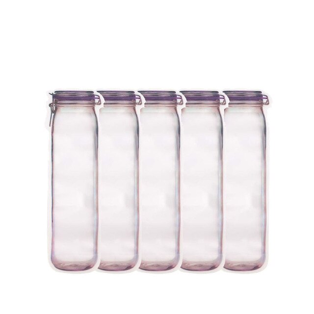 Eco Friendly Portable Mason Jar Bag Plastic Kitchen Organizer And Storage Container Box Bolsa De Plastico Rangement Ziplock Bags: xl 5pcs