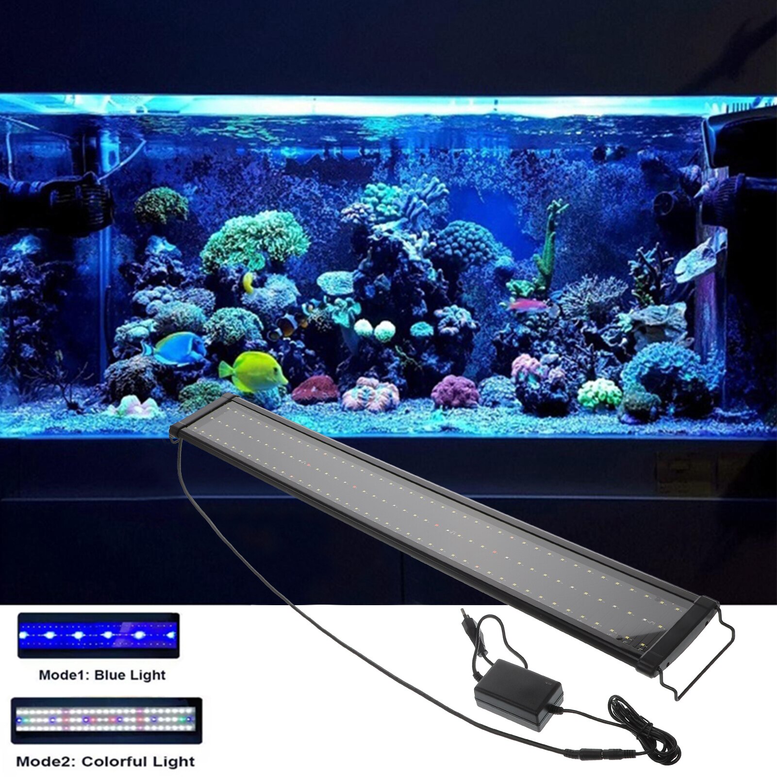 30-120cm LED Aquarium Light Multi-Color Full Spectrum Slim Fish Tank Aquatic Plant LandscapingMarine Grow Lighting Lamp EU PLUG