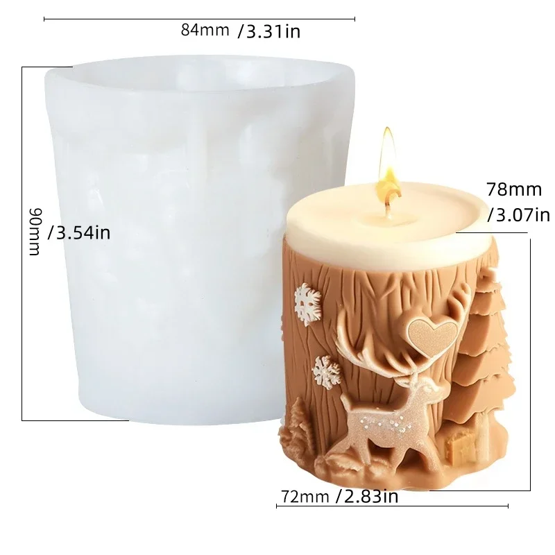 Stampo in silicone per candela cilindrica in rilievo di Babbo Natale, zucchero a bastone, stampi in gesso in resina cilindrica in rilievo di Babbo Natale, regalo di Natale: Luce Verde