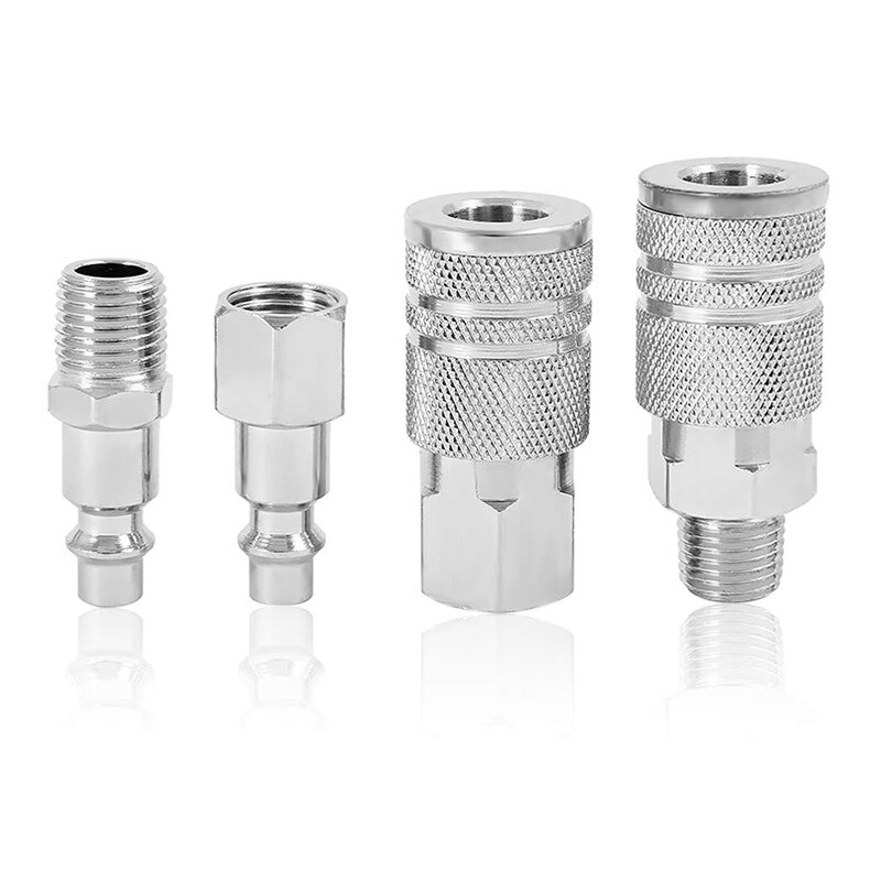 14Pcs 1/4&quot; Euro Air Line Hose Compressor Metal Couplings Connectors Quick Release Coupler Plug Socket Female Fitting Male Thread