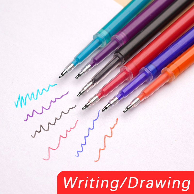 Juego de bolígrafos de Gel borrables de 0,5mm, varilla de repuesto de 6 colores, bolígrafo borrable de tinta mágica, mango lavable, papelería escolar para escritura y oficina, 6 uds.