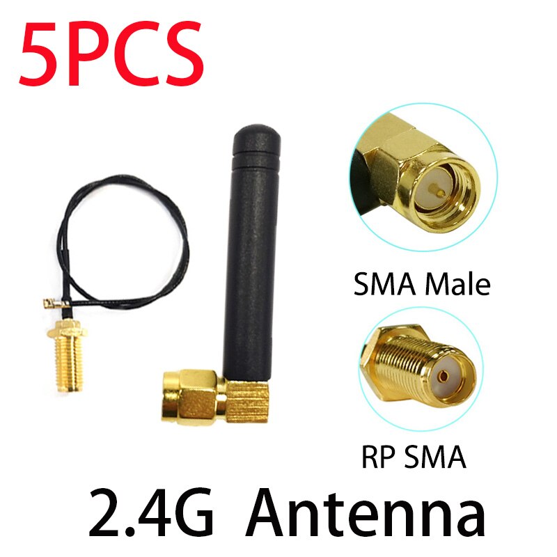 Grandwisdom 1/2/5Pcs 2.4G Antenne 3dbi Sma Male Wlan Wifi 2.4Ghz Antene Ipx Ipex 1 Sma Vrouwelijke Pigtail Verlengkabel Iot Antena: 5PCS MC