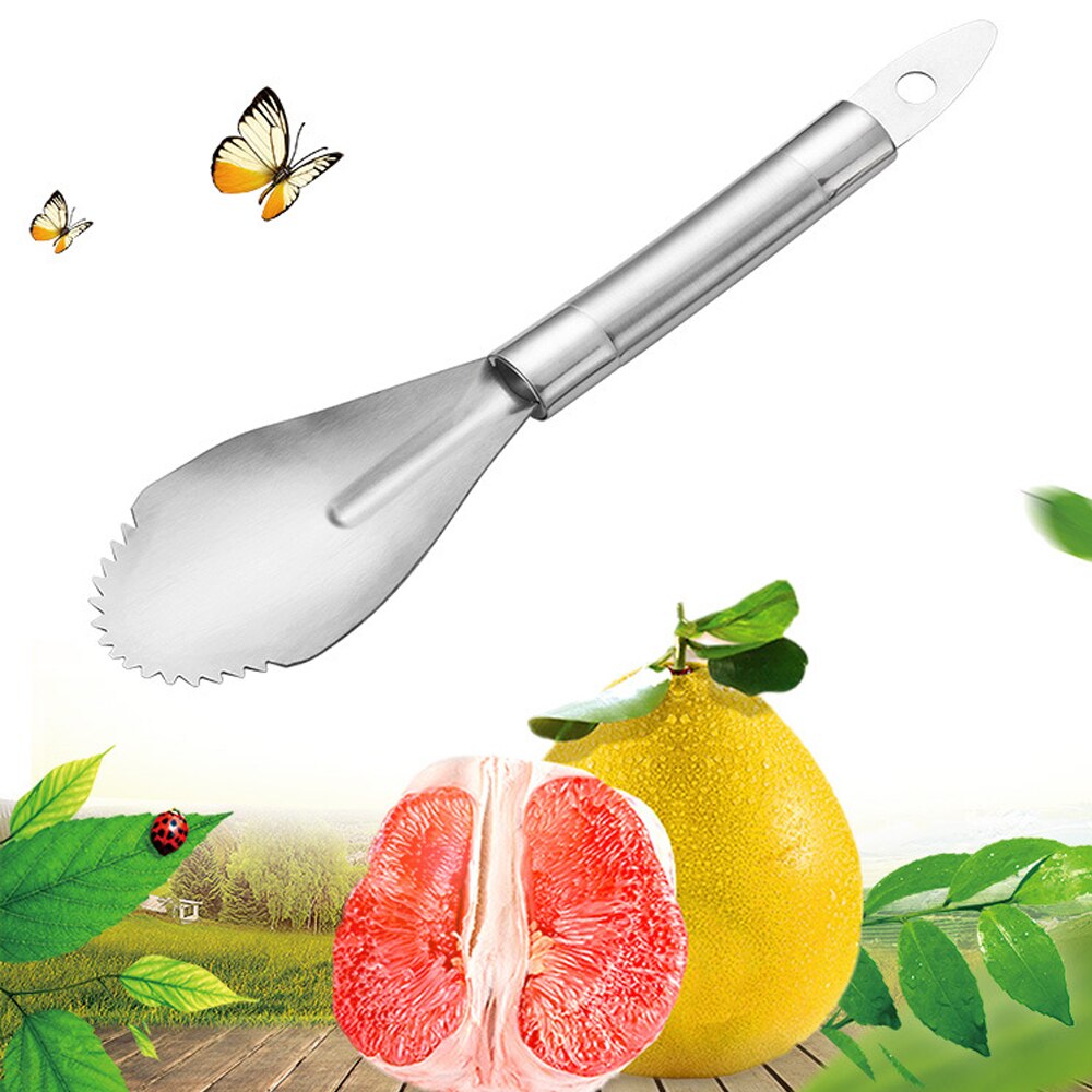 Grapefruktkniv i rostfritt stål långt handtag lättöppnad grapefruktskalkniv tandade kanter fruktknivskärare köksredskap