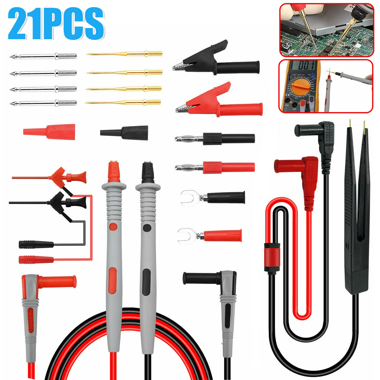21 in 1 Multimeter Test Lead Kit for Fluke Electrical Alligator Clip Test Probe
