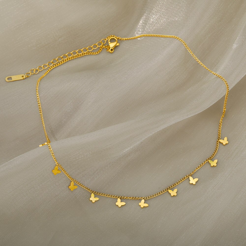 Vintage schmetterlingsanhänger-halskette für damen, winzige schmetterlings-charm-choker-halsketten, boho-schmuck, weihnachts-großhandel