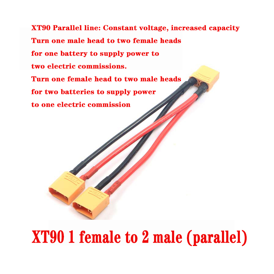 XT60 XT90 Male/Female Cable Parallel Battery Connector 3-Way 14AWG Silicone Wire Dual Extension Y Splitter for Charger Motor: Light Grey