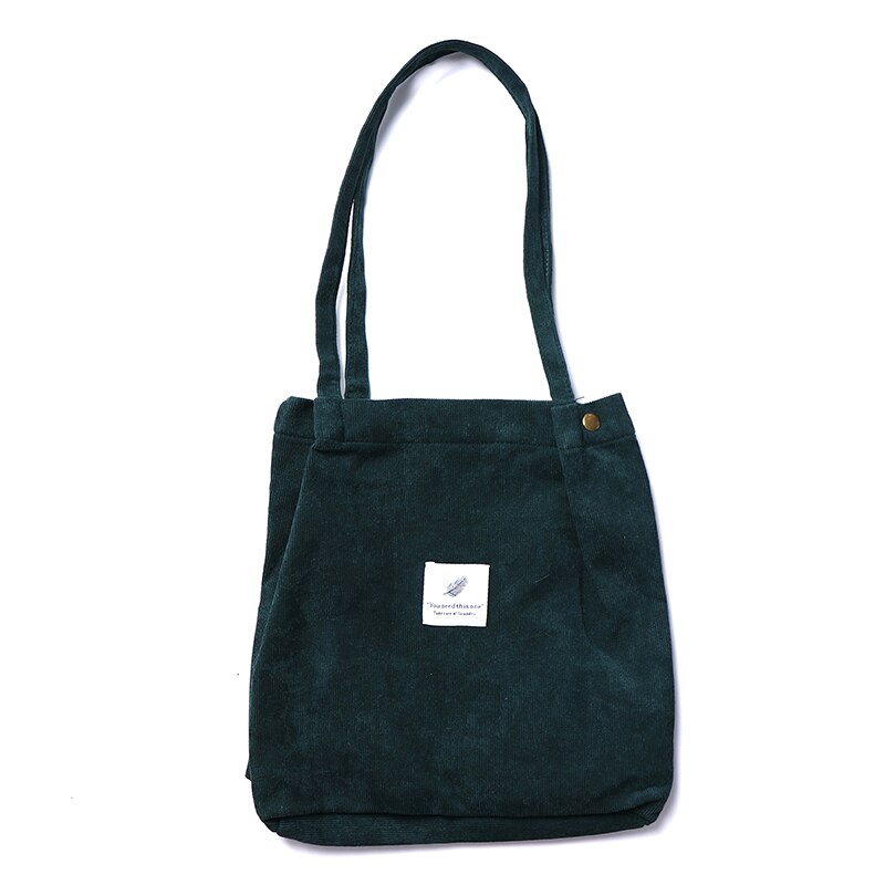 Femme toile tissu sac à bandoulière femmes velours côtelé sac à provisions environnement stockage sac à main réutilisable pliable Eco épicerie fourre-tout: navy