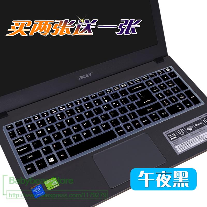 15 tommer tastatur silikonetastaturbeskyttelsesdæksel til acer aspire  e15 e 15 e5-573g 532 522 v3-574 f5-572 tmp 257 e5-573 e5 573g: Sort