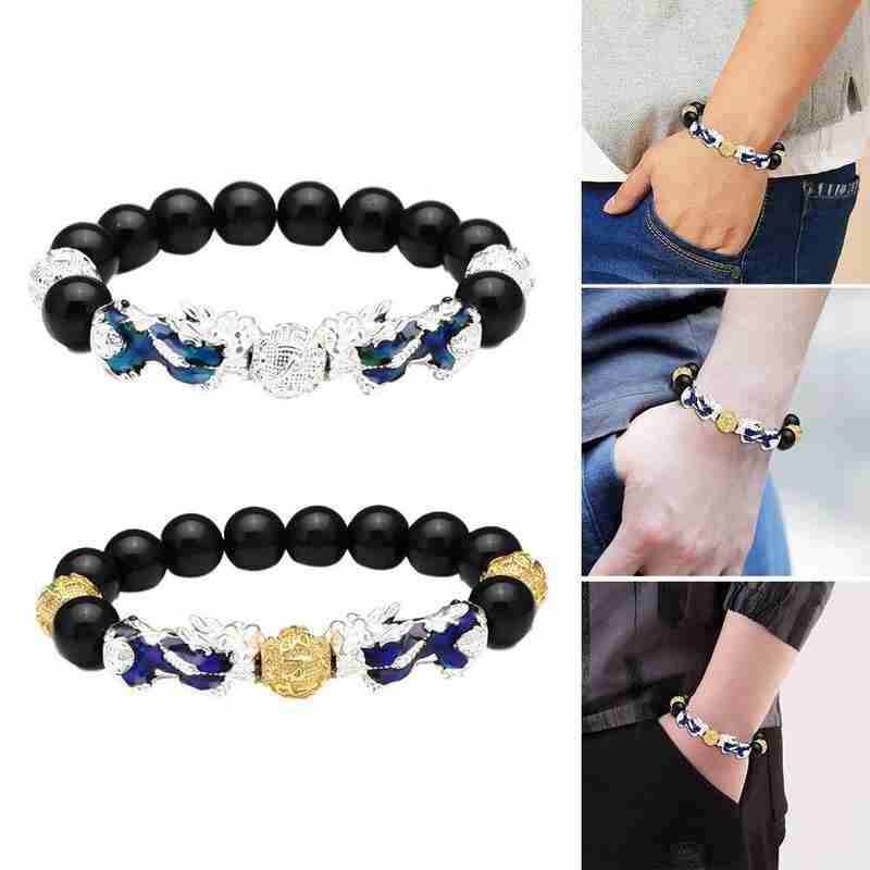 Feng Shui Nero Perle di Ossidiana pi Xiu Ricchezza Dei Monili Dei Monili Del Braccialetto Fortunato di colore di Natale L5T8