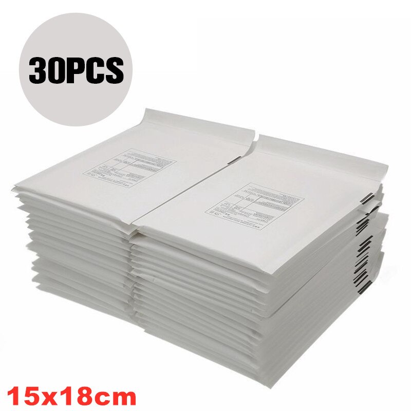 10/30/50Pcs Bubble Durable Mailing Envelopes Bags For Mailer Packaging Self Seal Lined Wrap Logistics packing: White2 15x18cm 30Pcs