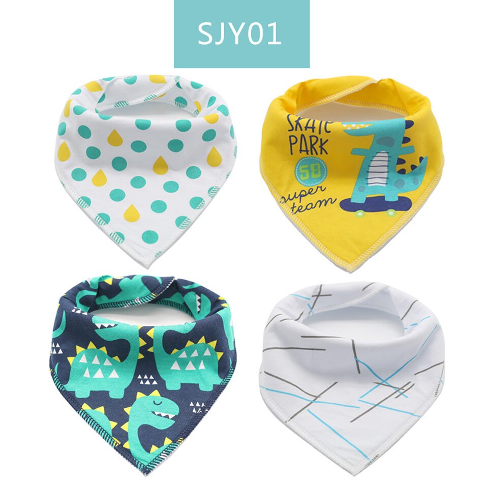 Gelukkig Fluit 4 Stuks Veel Baby Kids 100% Katoen Bandana Slabbetjes Feeding Speeksel Handdoek Dribble Driehoek Set: SJY01