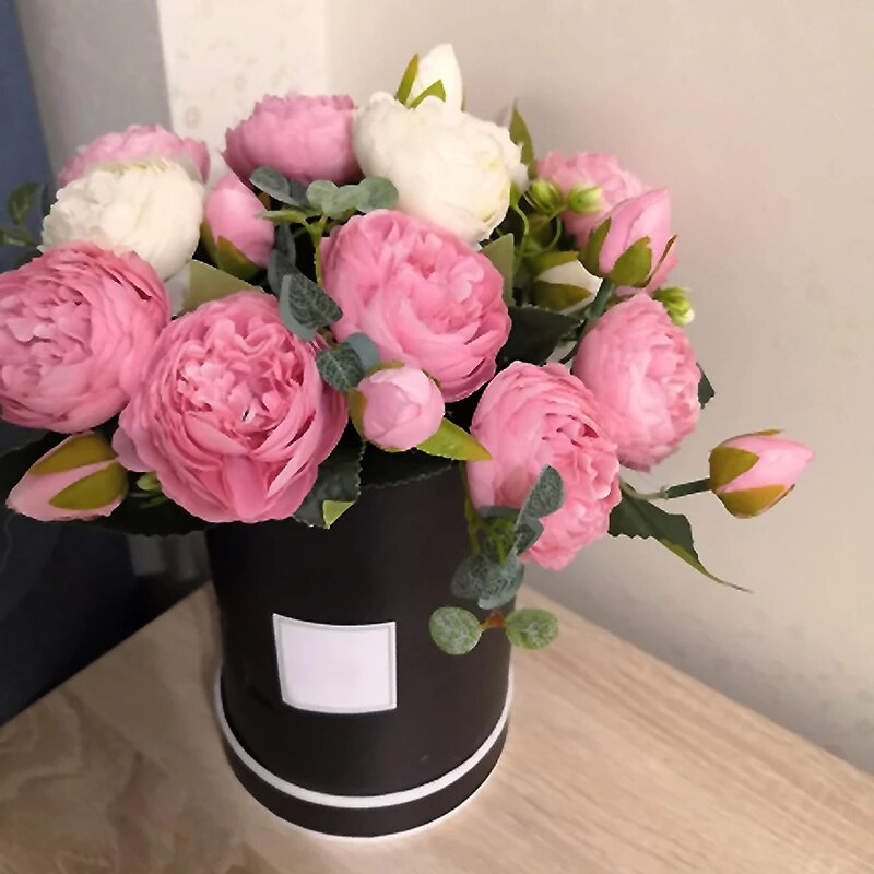 Bouquet Flowers Box Packaging Boxes Lid Hug Florist Flower Hold The Bucket Box Weedding Party Table Decor Round Boxes