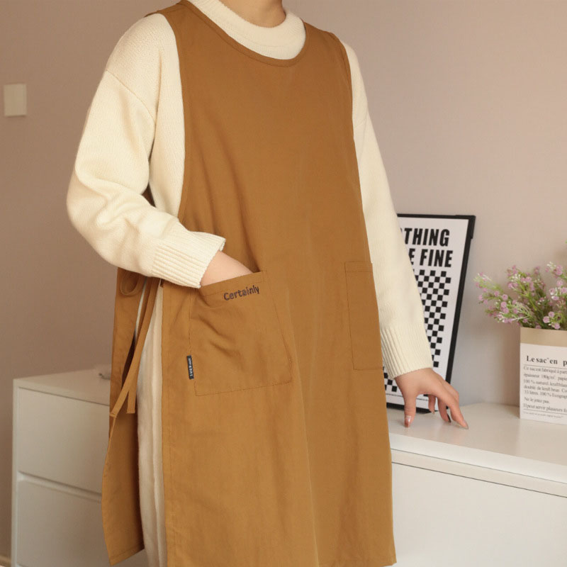 Chaleco largo antisuciedad, delantal de cocina impermeable con bolsillos, delantal de trabajo para pintura para mujer, delantal de belleza para salón de uñas