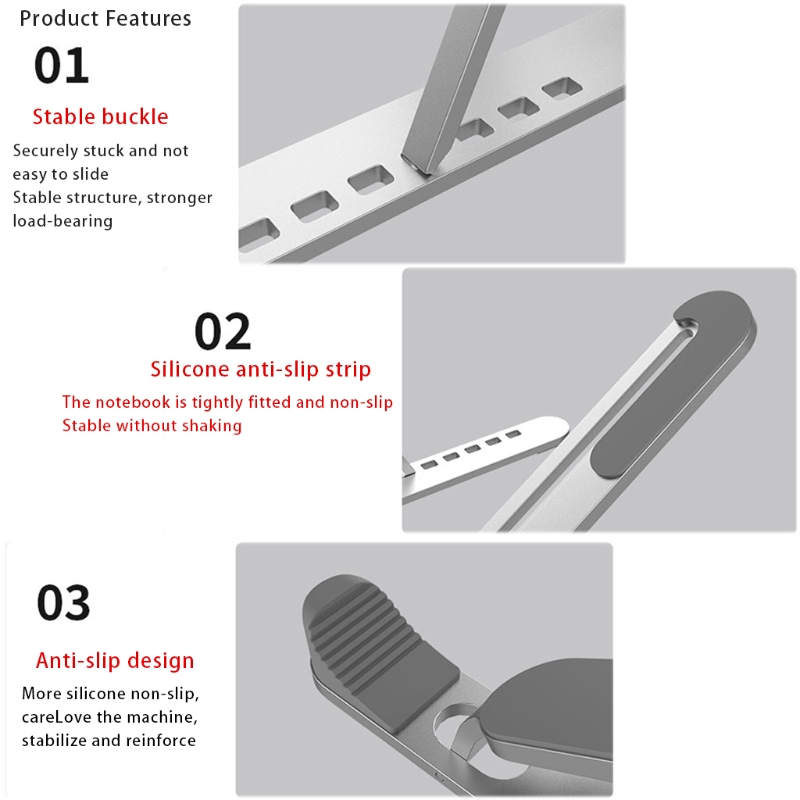 Foldable Laptop Stand 9 Height Adjustable Ergonomic Aluminum Riser Platform Super Stable Compatible with 11-17" Laptops