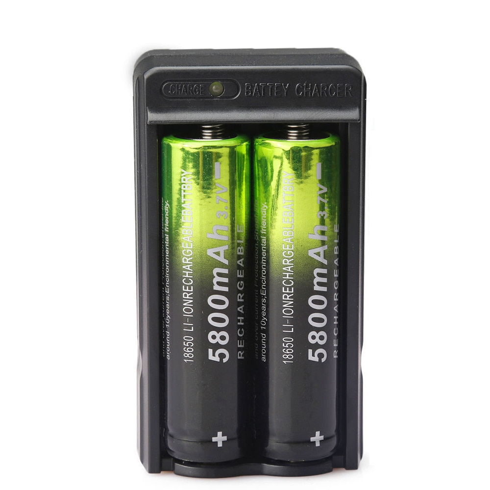 SKYWOLFEYE 2x18650 Batterij 5800 mah Liion 3.7 v Oplaadbare Batterij US/EU Oplader voor zaklamp koplamp