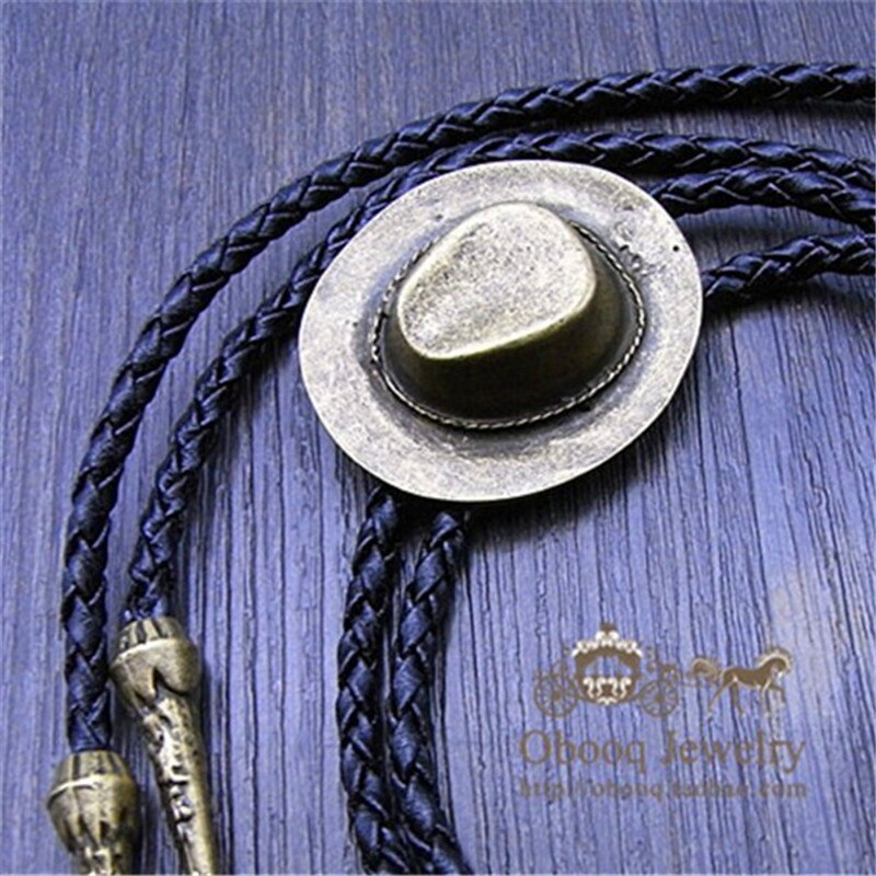 Bandmax Bolo Tie leer met zwarte onyx ovaal, Western Bolo stropdas voor heren, modieus accessoire, Taille unique, Niet-Edelmetaal, Onyx